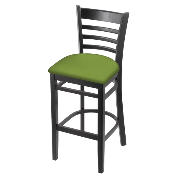 25" Counter Stool, Black Finish, Canter Kiwi Green Seat